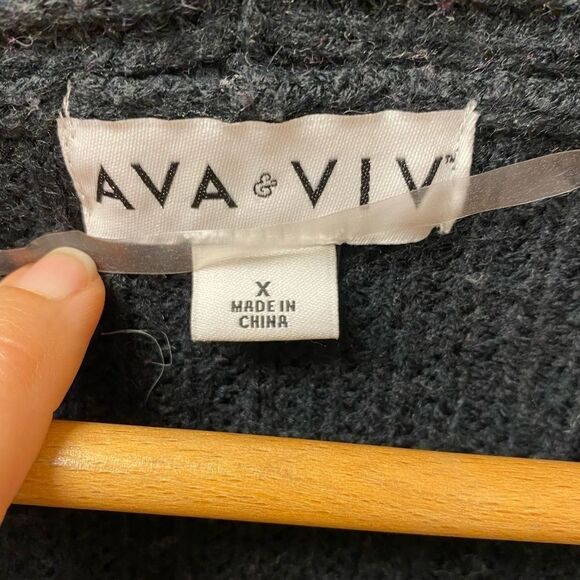 Ava‎ & Viv black open front large knit cardigan - Picture 3 of 5